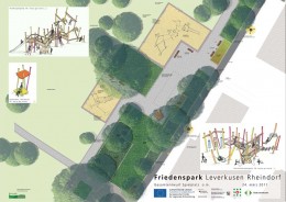 <p><strong>Umgestaltung des Friedensparks in Leverkusen</strong></p><p>Entwurf Spielstation "Regenbogenland"</p>