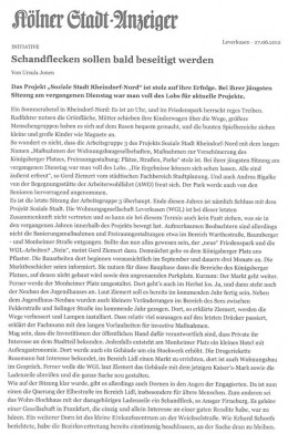 <p><strong>Umgestaltung des Friedensparks in Leverkusen</strong></p><p>Zeitungsartikel im Kölner Stadt-Anzeiger, 27.06.2012</p>